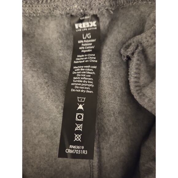 New RBX Mens L Tapered Zip Jogger Sweat Pants Wicking Quick Dry Gray 302114 - Picture 5 of 11